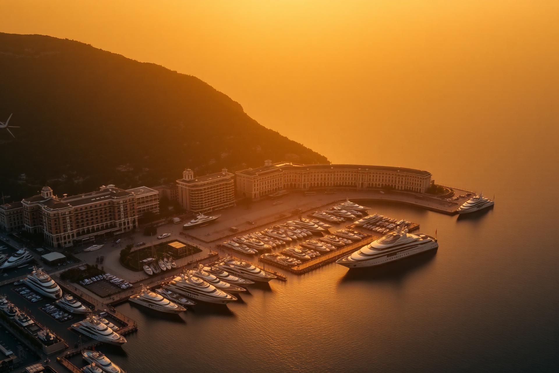 Monaco harbor at sunset